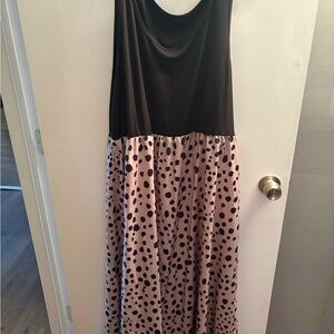 SHEIN Curve Black and beige Patterned Dress